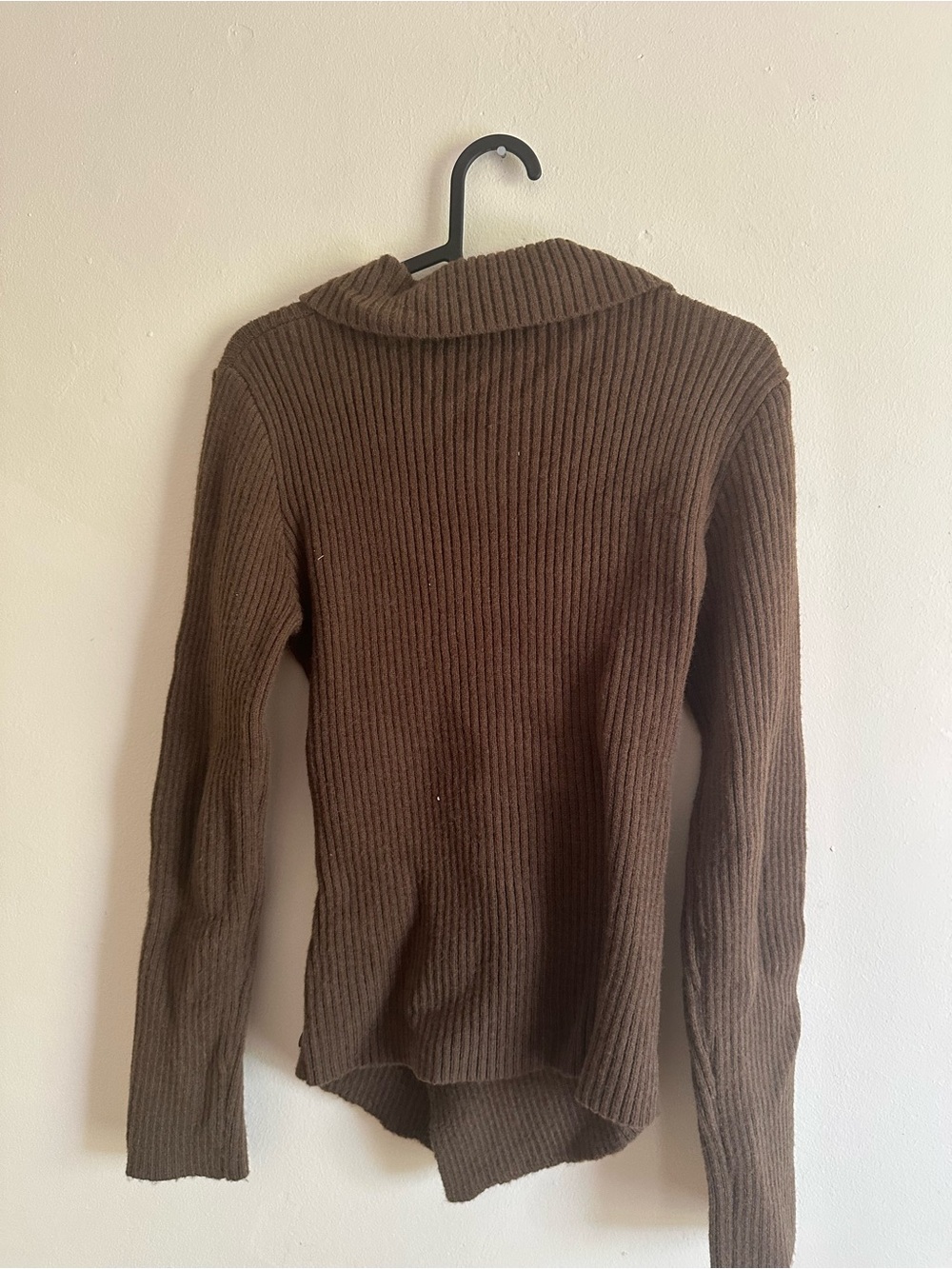 Cider Brown Ribbed Button-Front Collared Cardigan - Picture 3 of 3
